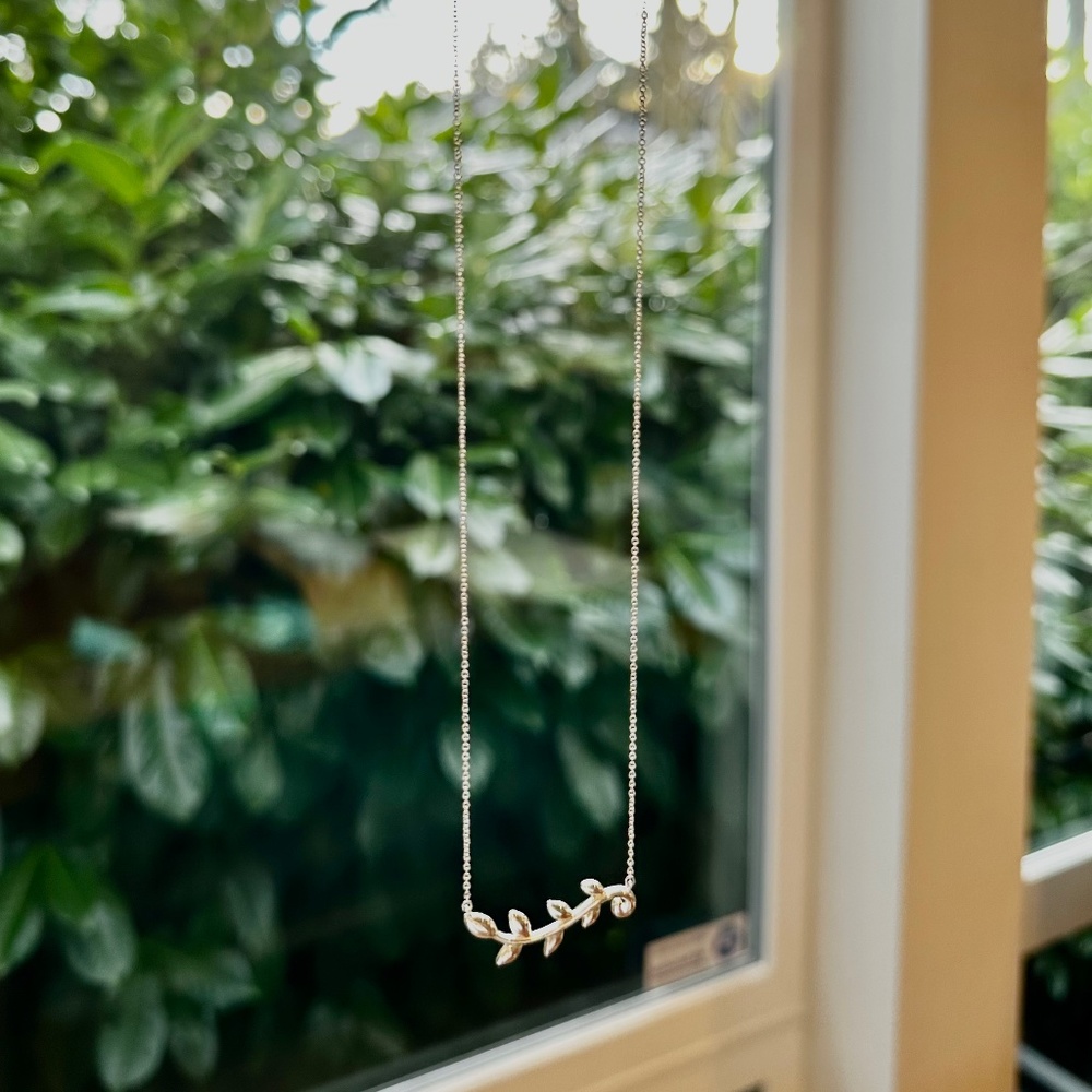 Olive Leaf Vine Pendant Necklace